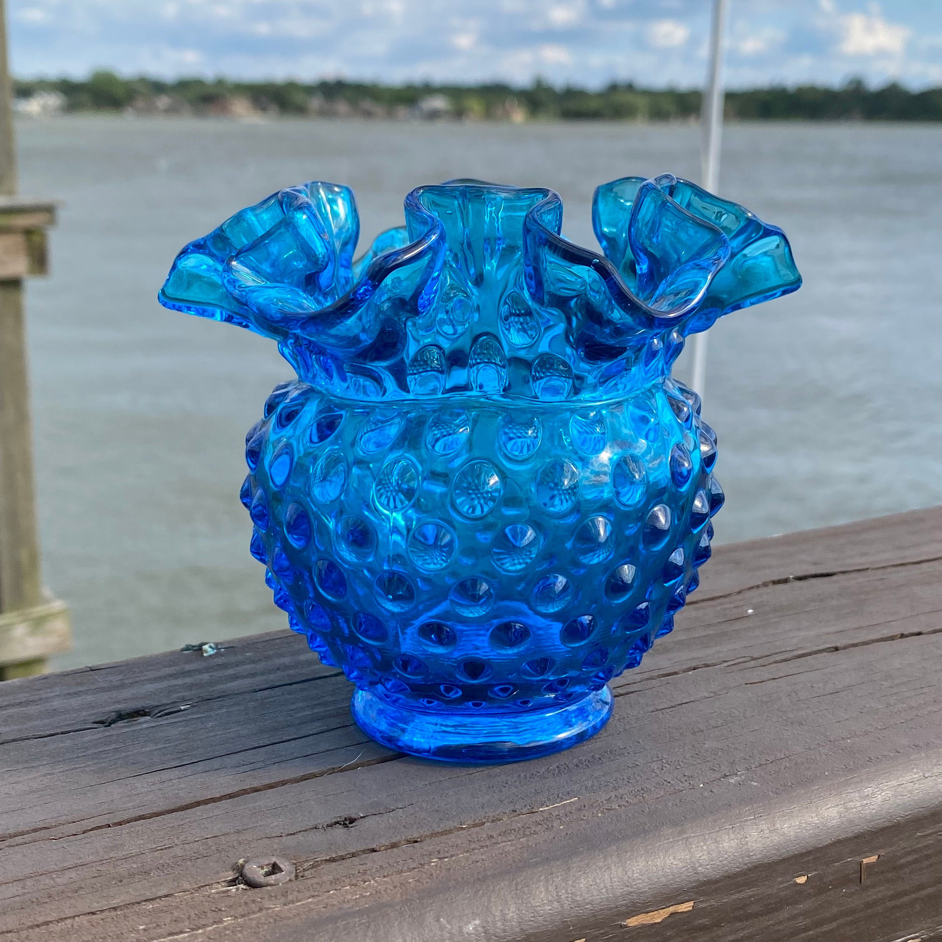 Blue Hobnail Fenton Glass Vase - Etsy