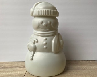 Vintage PackerWare USA Snowman Blow Mold Christmas Cookie Jar, Holiday Kitchen Storage, Festive Winter Home Decor