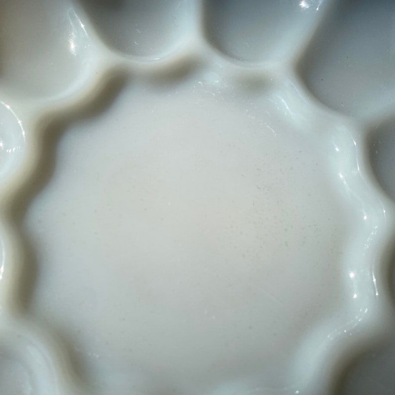 Vintage Anchor Hocking Milk Glass Deviled Egg Relish Plate Etsy