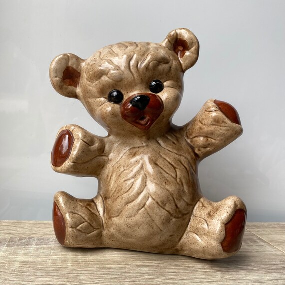 Vintage Ceramic Teddy Bear Piggy Bank, Retro Nursery Decor - Etsy