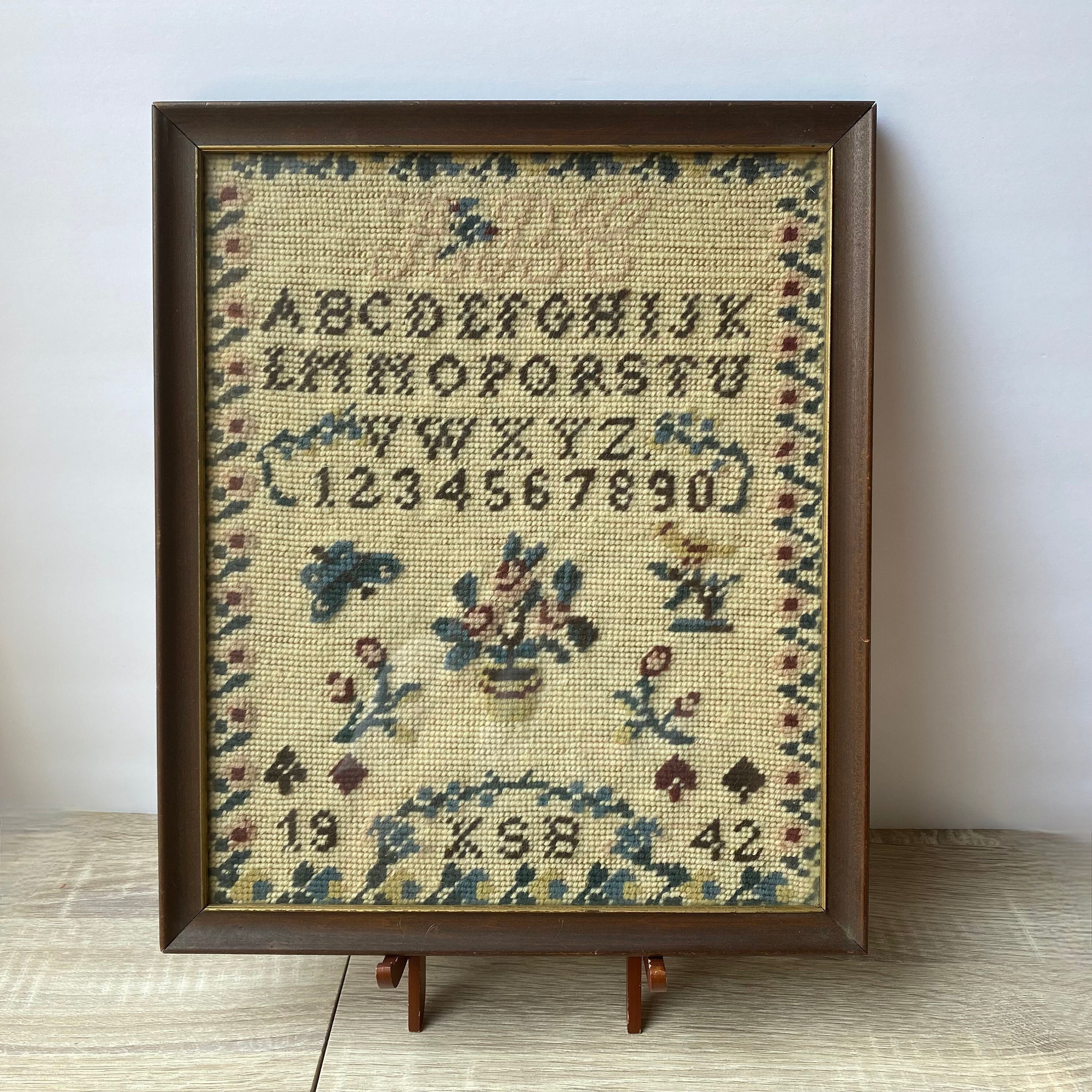 Vintage Handmade 1942 Cross Stitch Alphabet Sampler Pattern Etsy