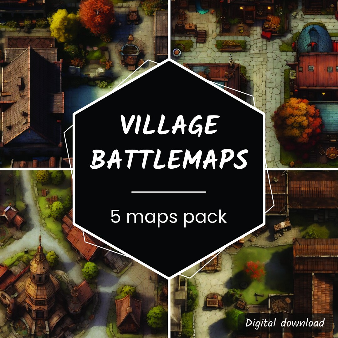 Dnd Village Battlemaps Bundle, RPG Maps Pack, Roll20 Town Map, Medieval ...