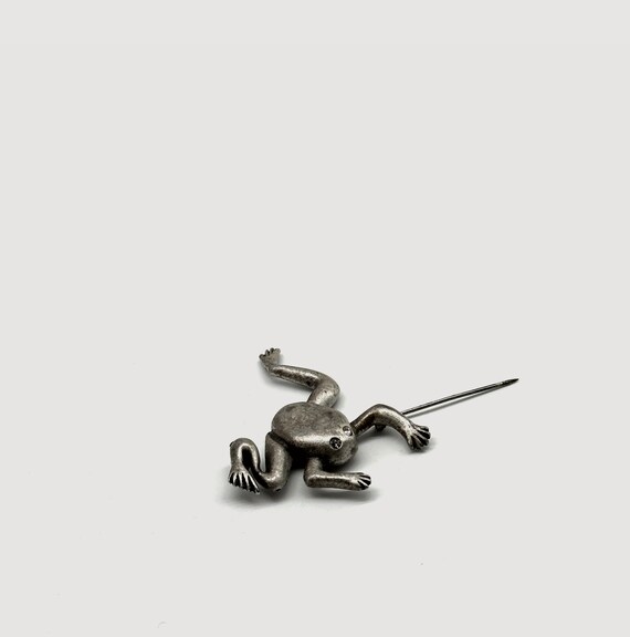 brooch「 modernist leaping frog silver tone 」 - image 4