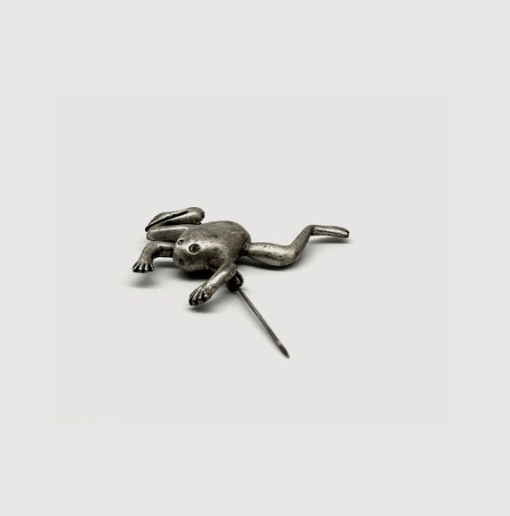 brooch「 modernist leaping frog silver tone 」 - image 3