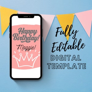 Happy Birthday eCard | Birthday Queen eCard | Electronic Greeting Card | Animated Video Card | Editable Template