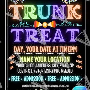 Editable Trunk or Treat Flyer Invitation Design Canva Template