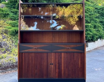 Vintage, reimagined, Walnut China Cabinet/Buffet/Bookcase/Bar with tambour doors.