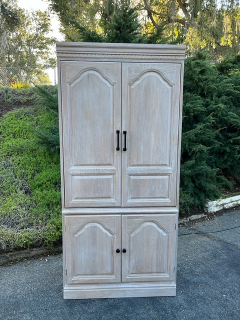 White Oak Coffee Bar Armoire/coffee Cupboard/ Etsy