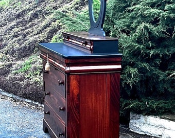Rare Antique American Empire Flame Mahogany, Chest of
