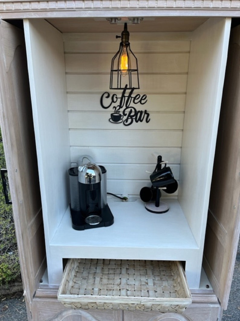 White Oak Coffee Bar Armoire/coffee Cupboard/ Etsy