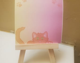 Orange Cat Pastel Pink Sticky Notes | Post It Notes | Cute Stationary
