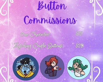 Custom Commissioned 2.5 inch Single Character or Couple Buttons