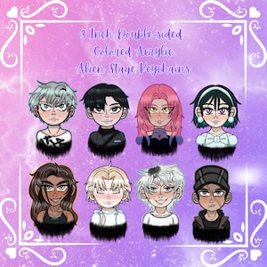 3 Inch Double-sided Colored Acrylic Alien Stage Keychains