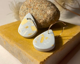 Terrazzo l Pair of earrings l Unique l drops l blue-yellow