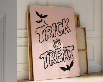 Spooky Halloween Print | Halloween Bats Print | Trick or Treat Print | Retro Halloween | Spooky Season Decor | Halloween Home Decor