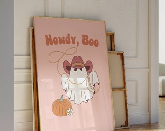 Cowboy Ghost Halloween Print | Western Kids Art (Digital Print)