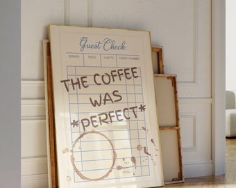 Retro Coffee Print | Guest Check Print | Retro Guest Check Print | Coffee Bar Decor | Trendy Wall Art | Dorm Room Poster | DIGITAL DOWNLOAD
