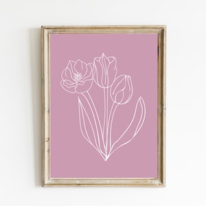 Tulip Print | Tulip Line Art Print | Spring Home Decor | Easter Printable | Minimalist Spring Decor | Tulip Printable Art | DIGITAL DOWNLOAD