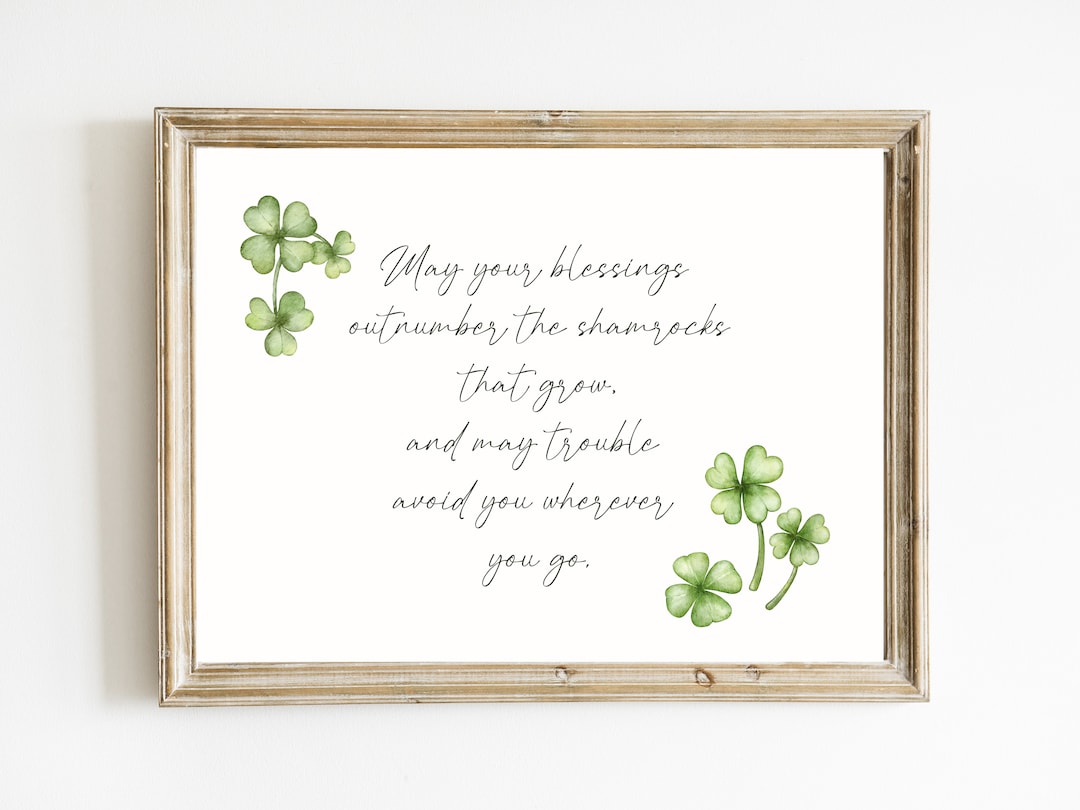 Irish Blessing Print Shamrock Printable Watercolor Shamrock Print