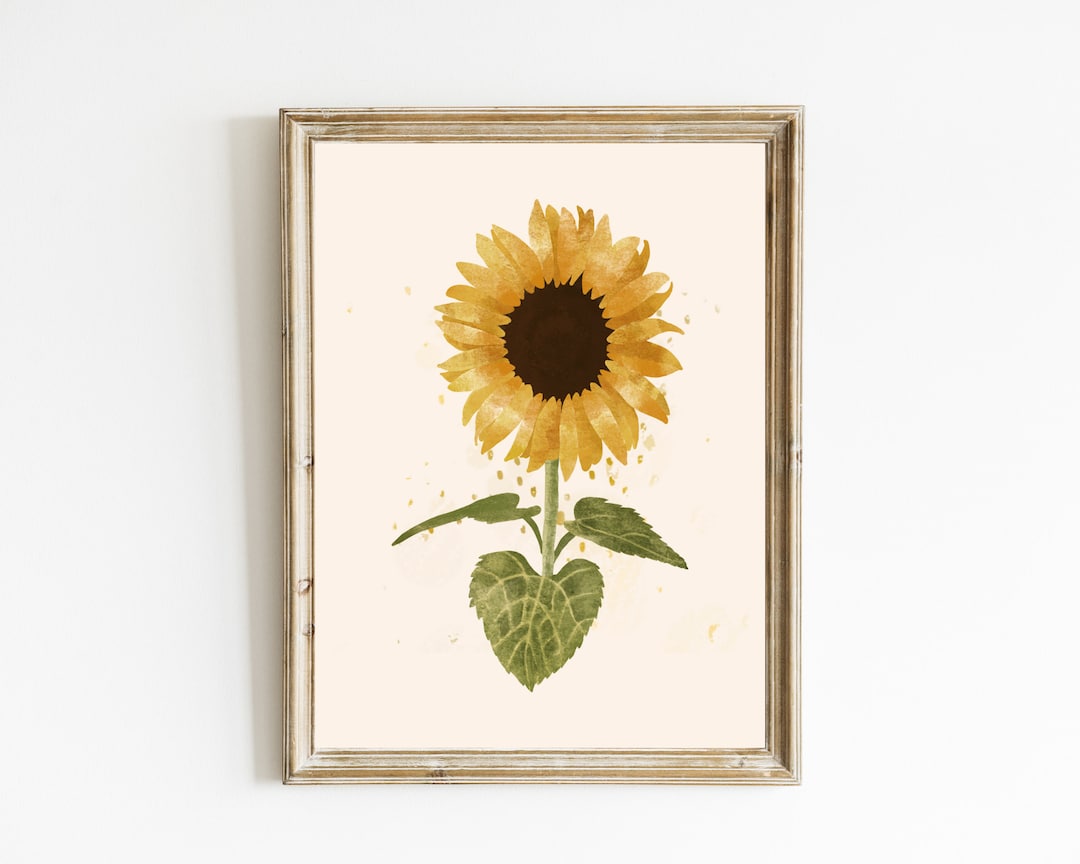 Sunflower Print | Watercolor Flower Printable | Summer Wall Art ...