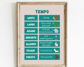 Tempo Music Chart | Music Education Poster | Tempo Definitions Chart | Music Education Printable | Music Classroom Decor | Digital Download