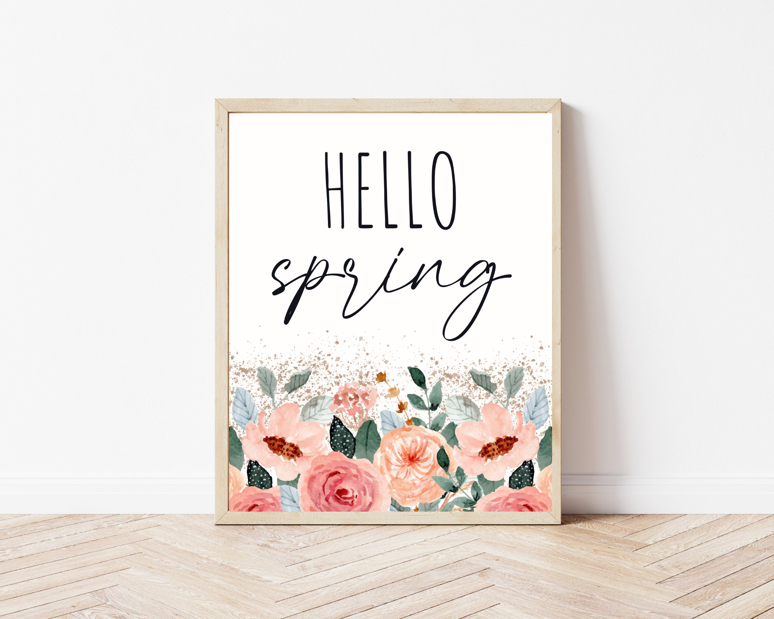 Spring Photo Print Hello Spring Print | Watercolor Flower Print | Botanical Print | Spring ...