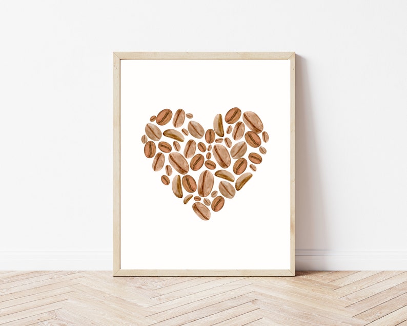 Coffee Bean Print Coffee Bean Heart Printable Coffee Wall Art Coffee Bar Print Coffee Art Kitchen Wall Art DIGITAL DOWNLOAD image 8