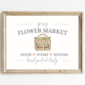 Stampa del mercato dei fiori primaverili / Stampa tulipano / Arte della parete tulipano / Decorazione floreale dell'acquerello / Arte della parete della fattoria / Arte primaverile / DOWNLOAD DIGITALE