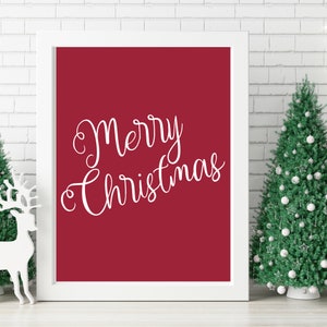 Merry Christmas Word Art Print Red and White Christmas Printable ...