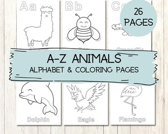A-Z Animal Alphabet Coloring Pages | Toddler & Preschool Printable Coloring Pages | Classroom and Homeschooling Coloring Pages