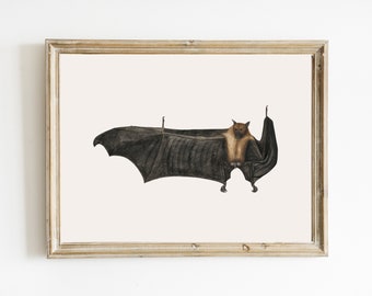 Vintage Bat Art Print | Gothic Halloween Decor (Digital Download)
