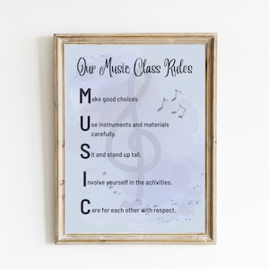 Music Class Rules Print | Music Classroom Decor | Music Education Printable | Music Ed Print | Music Teacher Gift | DIGITAL DOWNLOAD