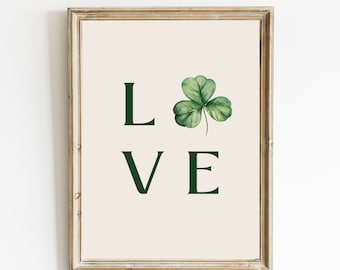 Amo o trevo para impressão | Impressão de St Patrick de <br> Entrega Rápida? Decoração de casa de São Patrício | arte de parede de trevo | Impressão de trevo em aquarela | DOWNLOAD DIGITAL
