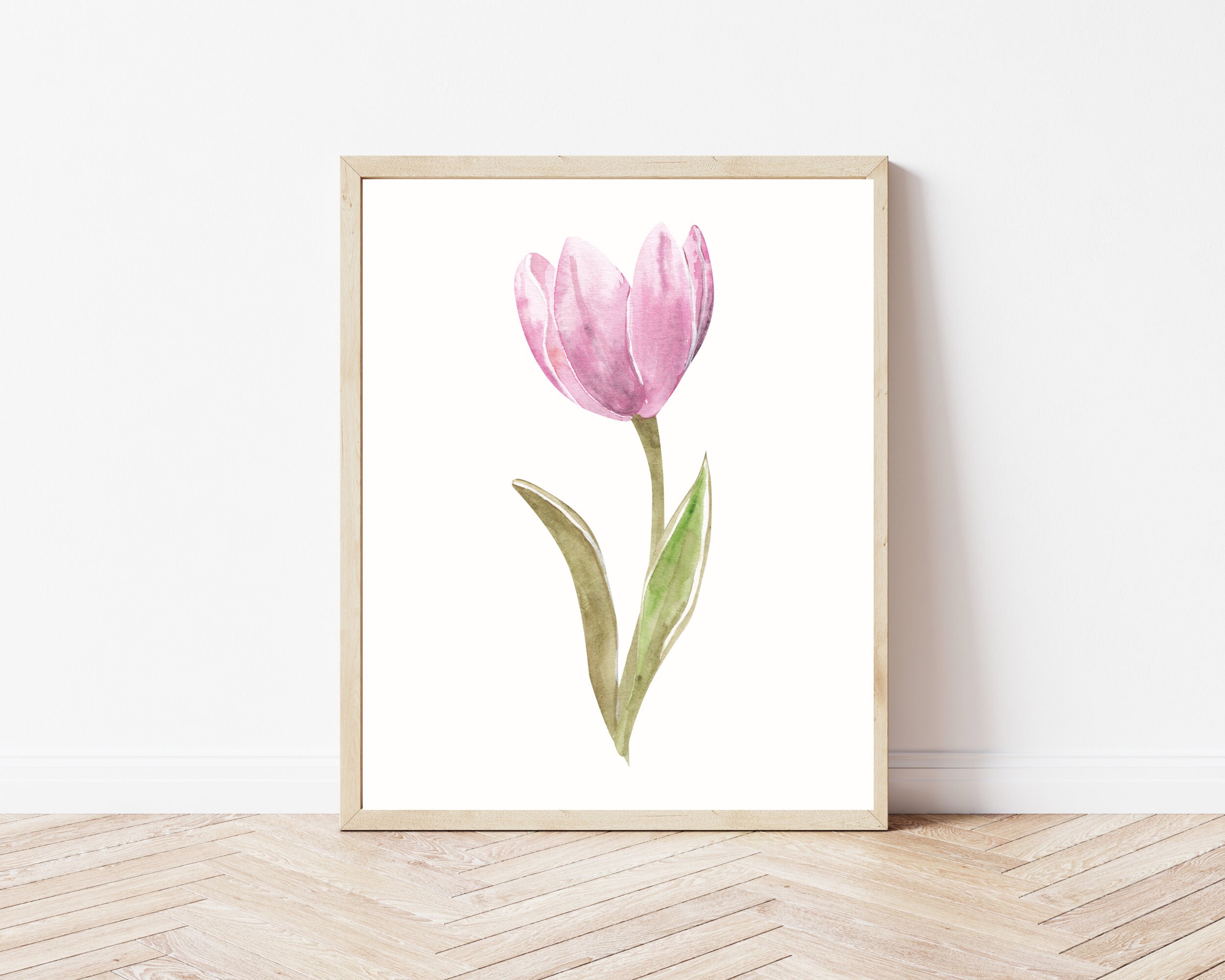 Pink Tulip Print Watercolor Tulip Wall Art Pink Easter - Etsy