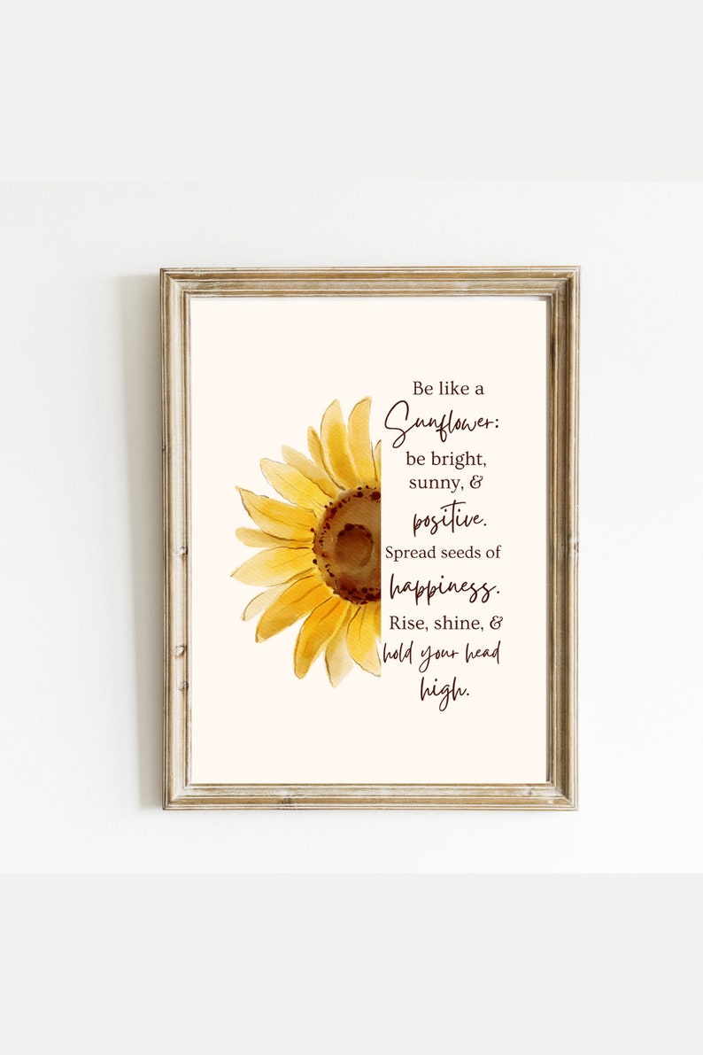 Be a Sunflower Sign | Printable Wall Art | Sunflower Decor | Positivity ...