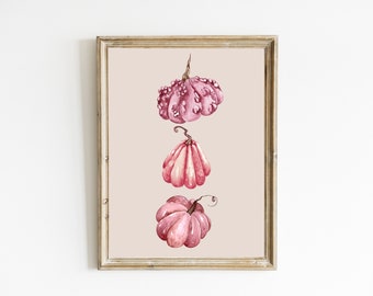 Watercolor Gourd Print | Pink Gourd Wall Art | Pumpkin Decor | Thanksgiving Print | Fall Home Decor | Cute Autumn Prints | DIGITAL DOWNLOAD