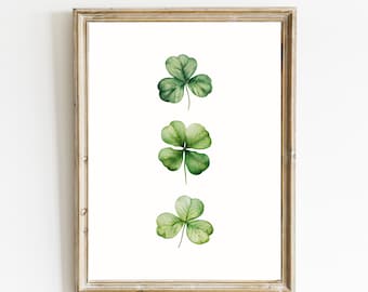 Shamrock Print | St. Patrick&#39;s Day Print | Watercolor Clover Wall Art | Irish Printable | Boho St. Patrick&#39;s Day Decor | DIGITAL DOWNLOAD
