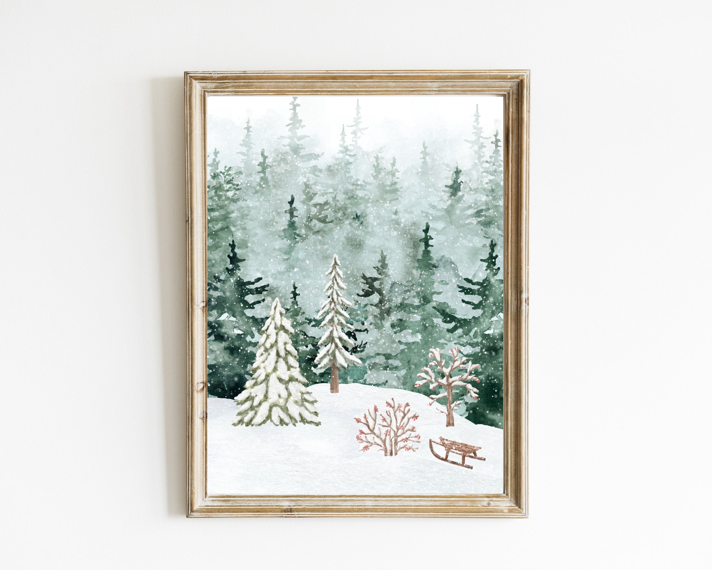 Winter Landscape Print | SET OF 3 Christmas Gallery Prints | Christmas ...