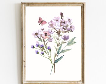 Wildflower Wall Art | Spring Decor | Wildflower Art | Floral Wall Art Print | Botanical Print | Butterfly Flower Print | DIGITAL DOWNLOAD