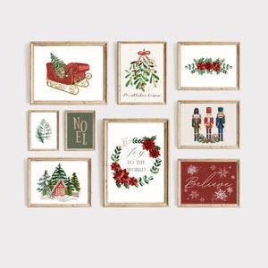 Christmas Prints Bundle | 24 Christmas Printables | Red and Green Christmas Decor | Classic Christmas Wall Art | Farmhouse Holiday Decor