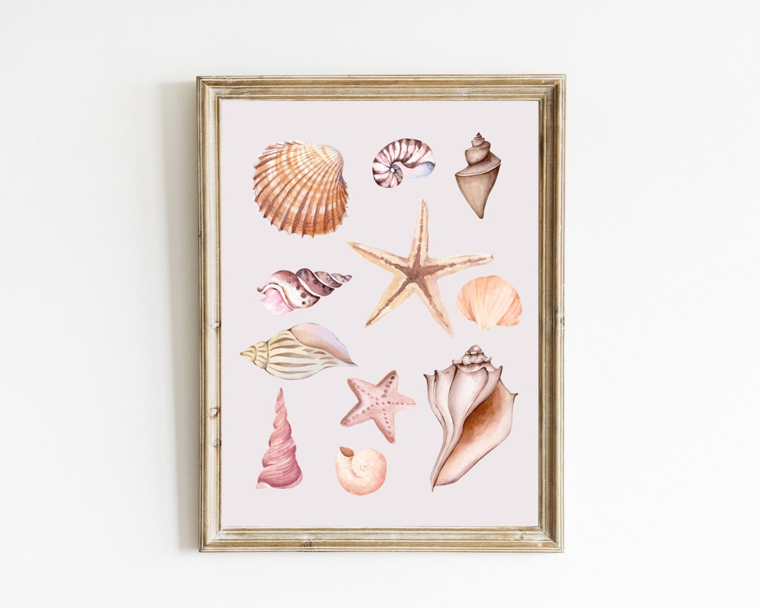Seashell Print | Watercolor Seashell Printable | Coastal Wall Art ...