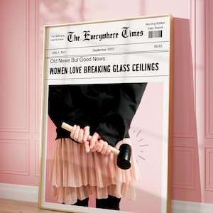 Modny druk gazety | Druk feministyczny | Sztuka ścienna wiadomości | Sztuka wiadomości na pierwszej stronie | Sztuka retro w akademiku It Girl | Dekoracja Boss Babe | POBIERANIE CYFROWE