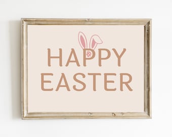 Happy Easter Sign | Easter Wall Art | Easter Printable | Easter Decor | Easter Art | Neutral Spring Decor | Spring Prints | DIGITAL DOWNLOAD