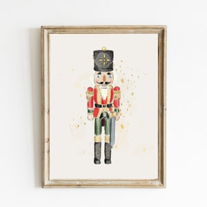 Nutcracker Christmas Print | Nutcracker Wall Art | Watercolor Nutcracker Printable | Christmas Home Decor | Holiday Art | Digital Download