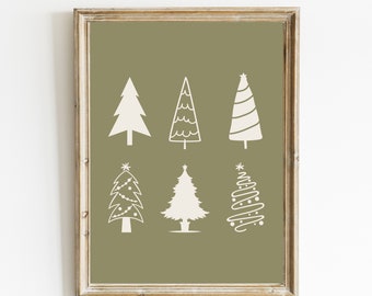 Christmas Tree Print | Christmas Wall Art | Neutral Christmas Art | Holiday Decor | Minimalist Christmas Art Printables | DIGITAL DOWNLOAD