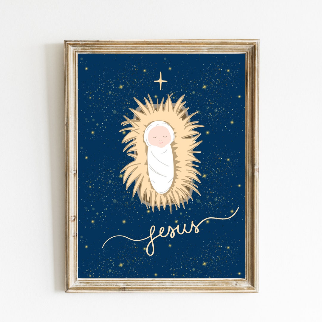 Baby Jesus Print Nativity Print Christmas Wall Art Etsy