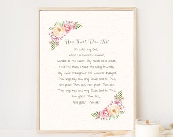 How Great Thou Art Wall Print Instant Download | Christian Hymn Quote | Watercolor Painting | Religious Wall Art | Home Decor