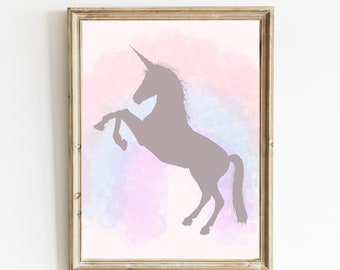 Rainbow Unicorn Print | Unicorn Wall Art | Cute Girls Room Decor | Magical Rainbow Print | Pink, Blue, Purple Print | DIGITAL DOWNLOAD