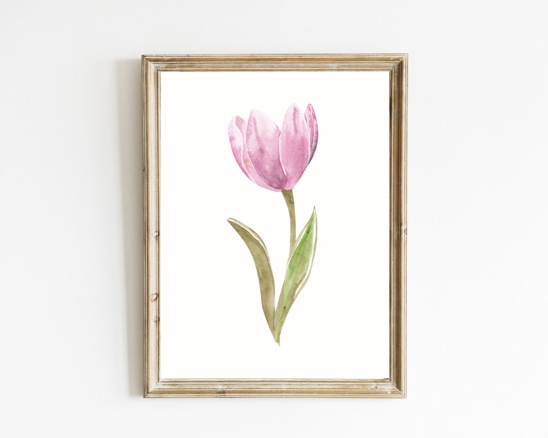Pink Tulip Print | Watercolor Tulip Wall Art | Pink Easter Decor ...