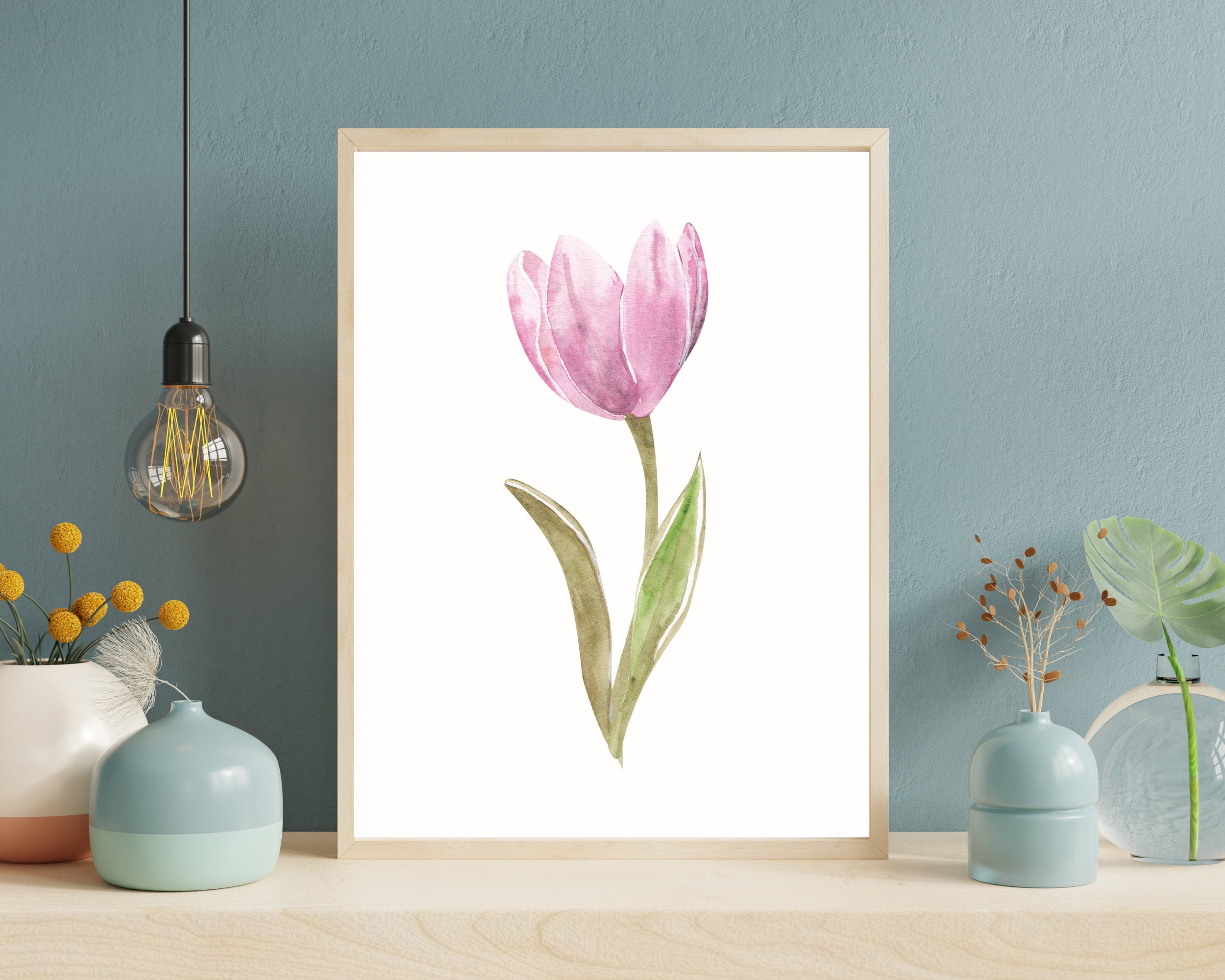 Pink Tulip Print | Watercolor Tulip Wall Art | Pink Easter Decor ...
